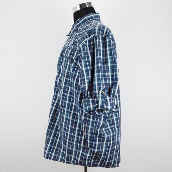 Wrangler Blue Checkered Cotton Blend Long Sleeve Button Mens XXL Shirt - Picture 8 of 8